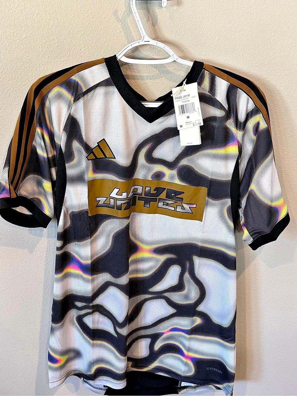adidas PRIDE JSY Abstract Athletic Jersey Black & Multicolor